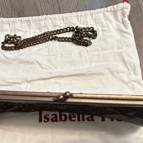 Isabella Fiore Bronze Hand Stitched and Beaded Leather Convertible Clutch - Picture 3 of 8